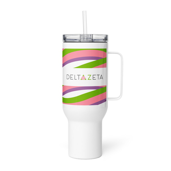 Delta Zeta Stainless Steel Travel Mug with Handle – 25 OZ or 40 OZ