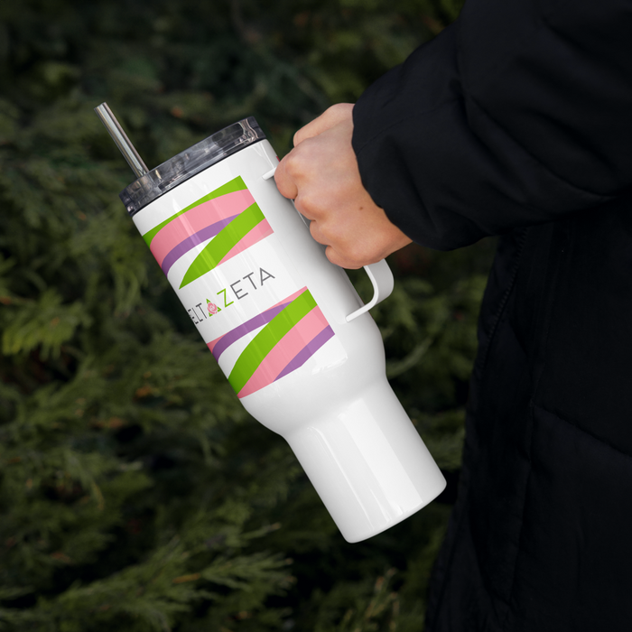 Delta Zeta Stainless Steel Travel Mug with Handle – 25 OZ or 40 OZ