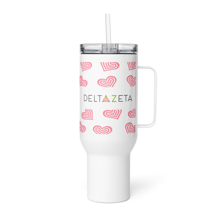 Delta Zeta Stainless Steel Travel Mug with Handle – 25 OZ or 40 OZ
