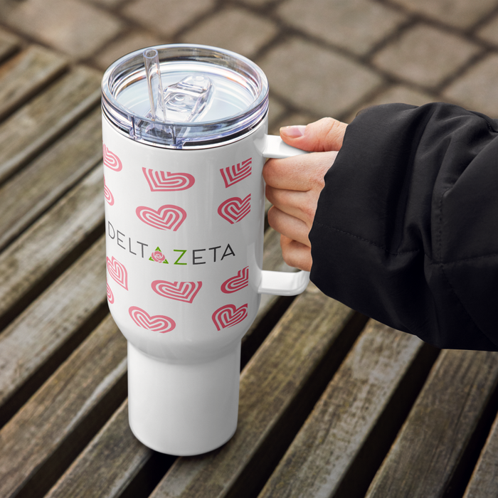 Delta Zeta Stainless Steel Travel Mug with Handle – 25 OZ or 40 OZ