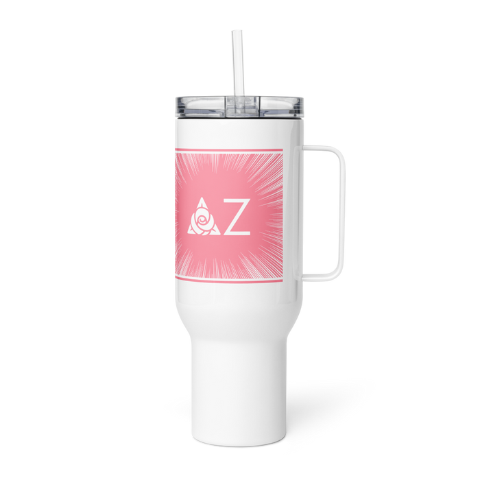 Delta Zeta Stainless Steel Travel Mug with Handle – 25 OZ or 40 OZ