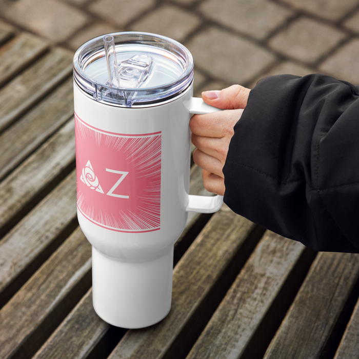 Delta Zeta Stainless Steel Travel Mug with Handle – 25 OZ or 40 OZ