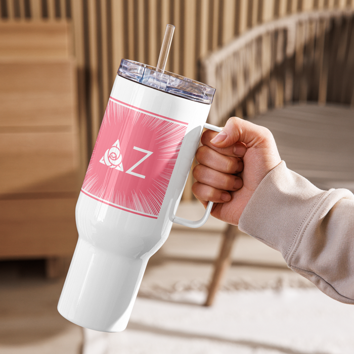 Delta Zeta Stainless Steel Travel Mug with Handle – 25 OZ or 40 OZ