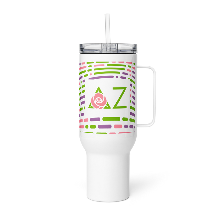 Delta Zeta Stainless Steel Travel Mug with Handle – 25 OZ or 40 OZ