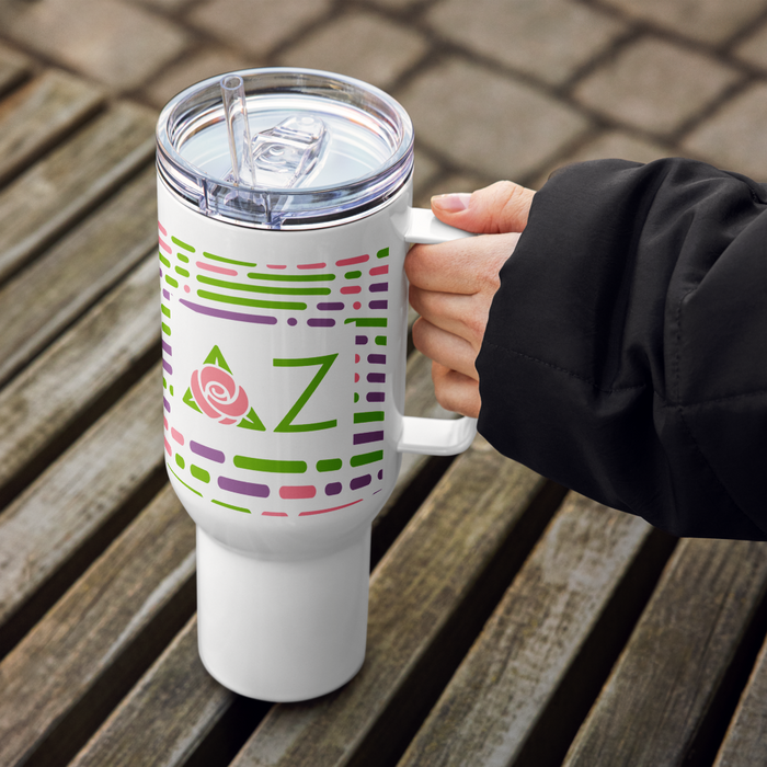 Delta Zeta Stainless Steel Travel Mug with Handle – 25 OZ or 40 OZ