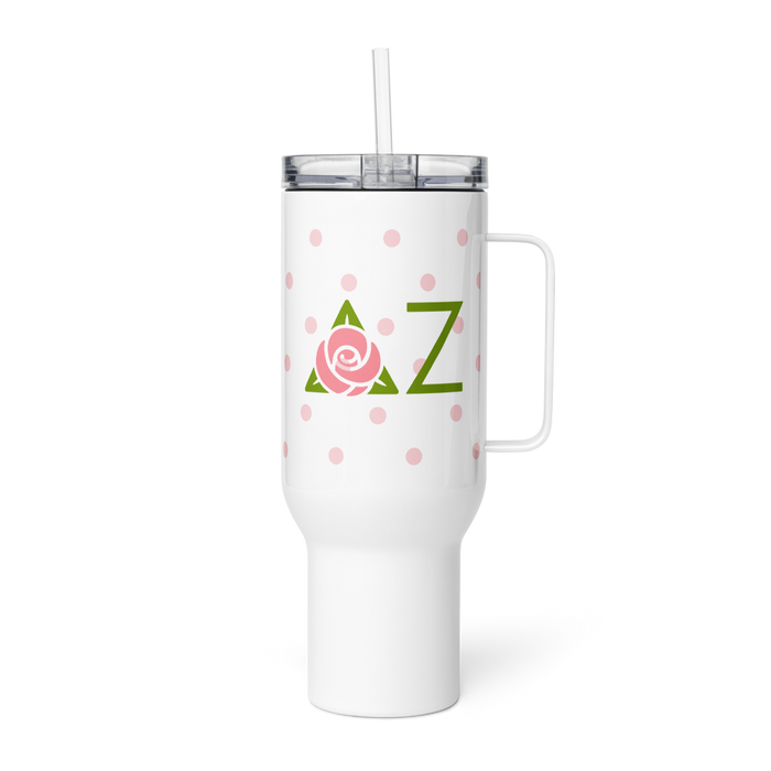 Delta Zeta Stainless Steel Travel Mug with Handle – 25 OZ or 40 OZ