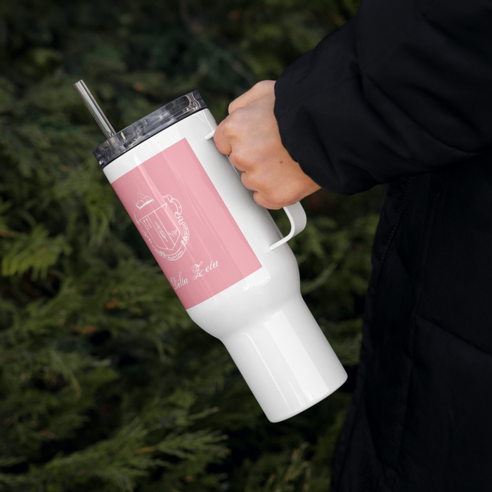 Delta Zeta Stainless Steel Travel Mug with Handle – 25 OZ or 40 OZ