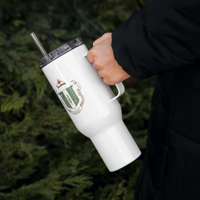 Delta Zeta Stainless Steel Travel Mug with Handle – 25 OZ or 40 OZ