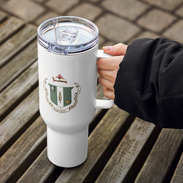 Delta Zeta Stainless Steel Travel Mug with Handle – 25 OZ or 40 OZ