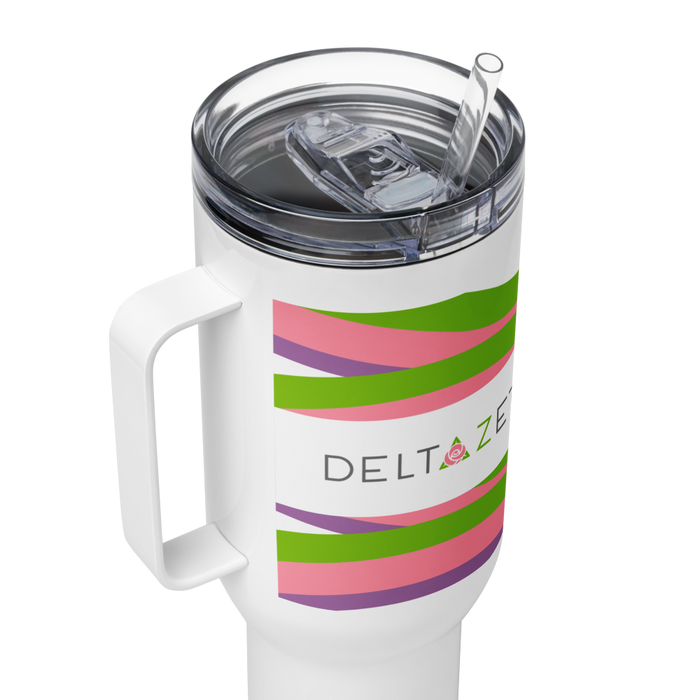 Delta Zeta Stainless Steel Travel Mug with Handle – 25 OZ or 40 OZ