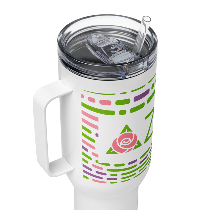 Delta Zeta Stainless Steel Travel Mug with Handle – 25 OZ or 40 OZ