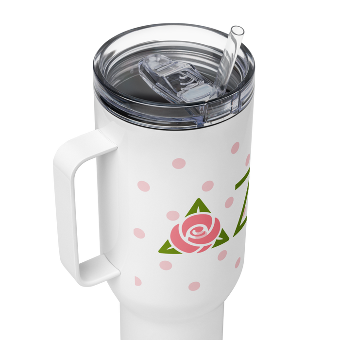 Delta Zeta Stainless Steel Travel Mug with Handle – 25 OZ or 40 OZ