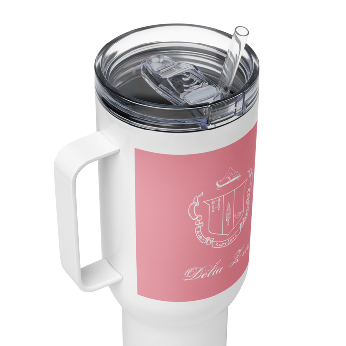 Delta Zeta Stainless Steel Travel Mug with Handle – 25 OZ or 40 OZ