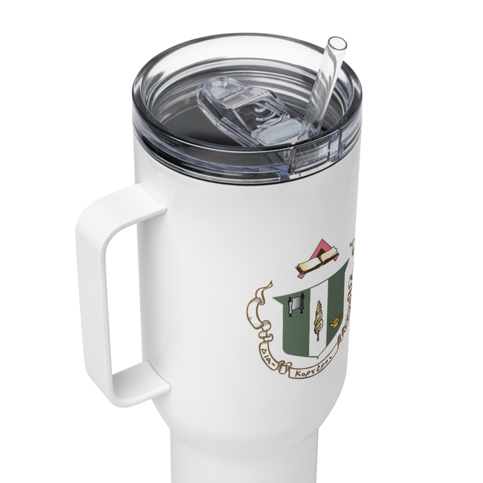 Delta Zeta Stainless Steel Travel Mug with Handle – 25 OZ or 40 OZ