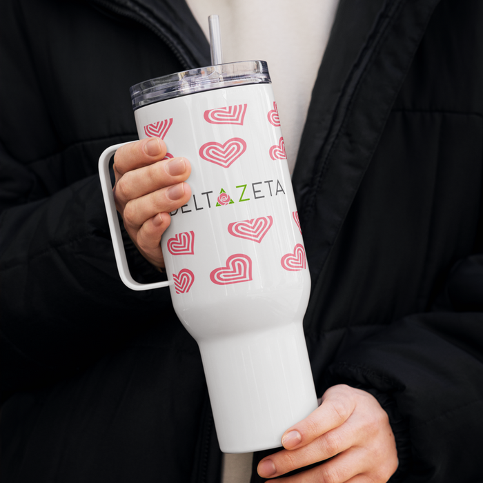 Delta Zeta Stainless Steel Travel Mug with Handle – 25 OZ or 40 OZ