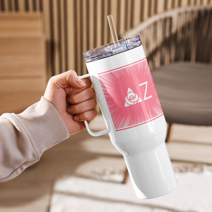 Delta Zeta Stainless Steel Travel Mug with Handle – 25 OZ or 40 OZ
