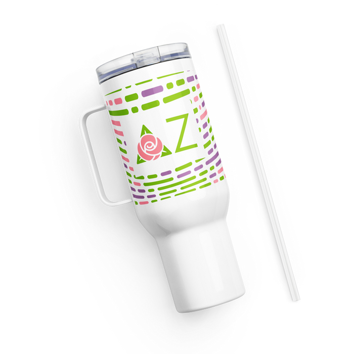 Delta Zeta Stainless Steel Travel Mug with Handle – 25 OZ or 40 OZ
