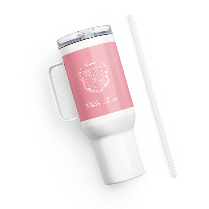 Delta Zeta Stainless Steel Travel Mug with Handle – 25 OZ or 40 OZ
