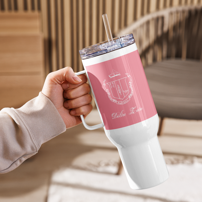 Delta Zeta Stainless Steel Travel Mug with Handle – 25 OZ or 40 OZ