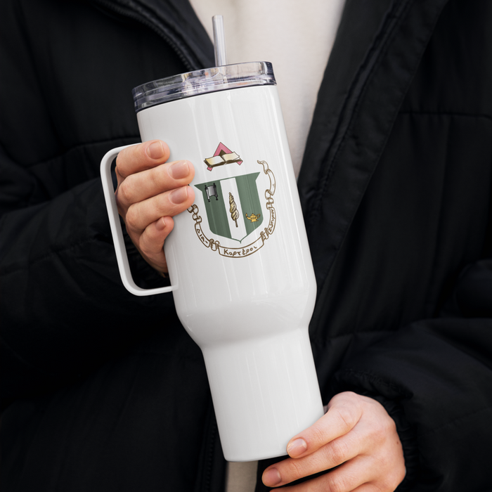 Delta Zeta Stainless Steel Travel Mug with Handle – 25 OZ or 40 OZ