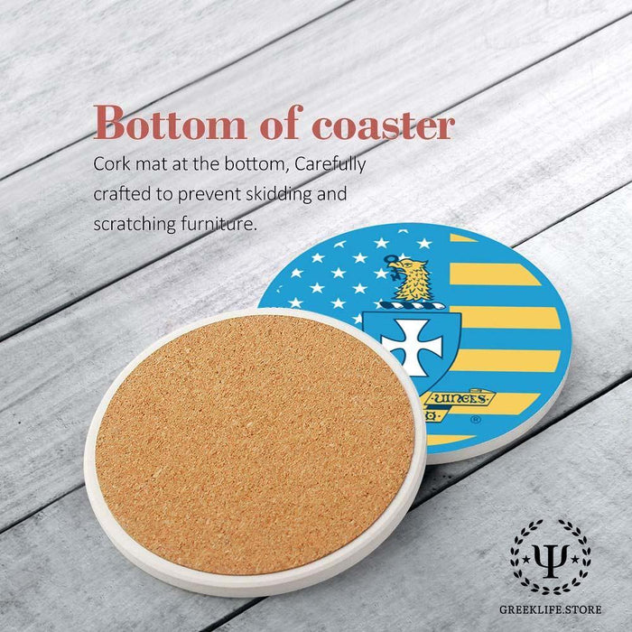 Sigma Chi Absorbent Ceramic Coasters with Holder (Set of 8) - greeklife.store