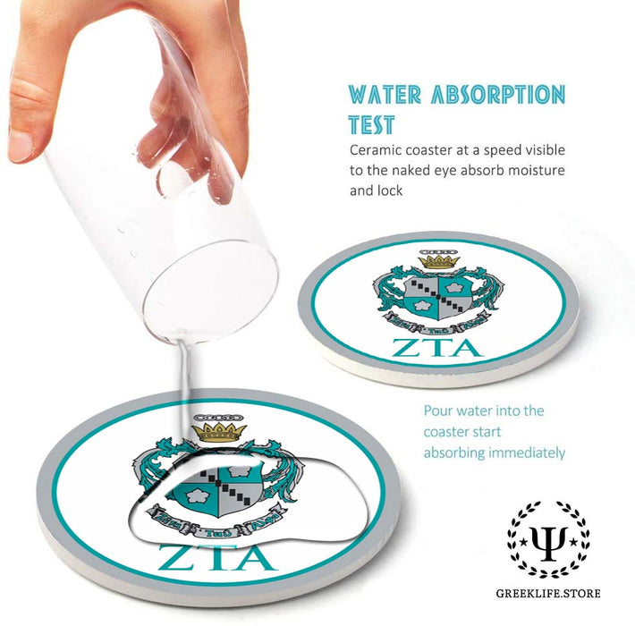 Zeta Tau Alpha Absorbent Ceramic Coasters with Holder (Set of 8)
