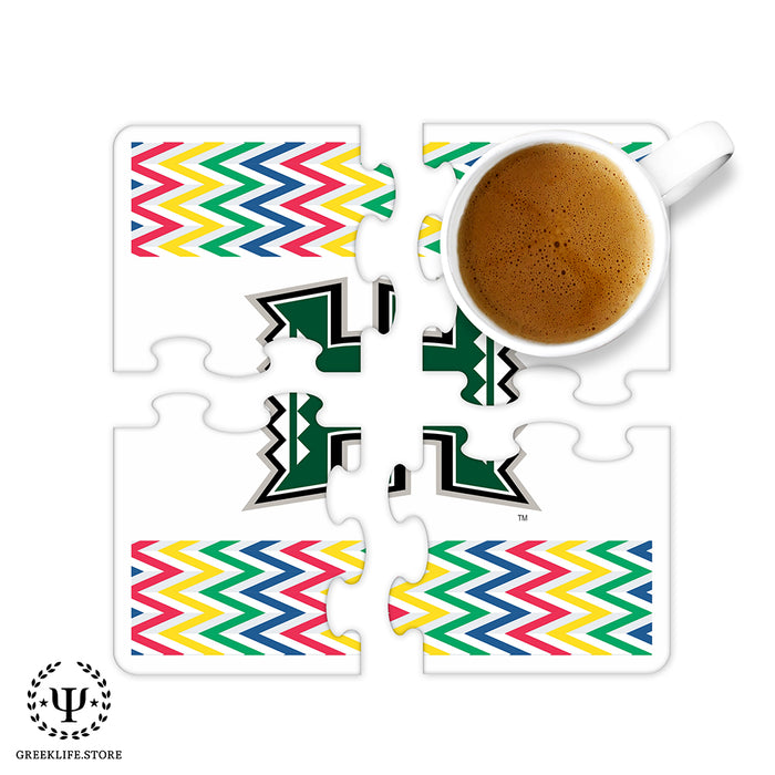 University of Hawaii MANOA Beverage Jigsaw Puzzle Coasters Square (Set of 4)