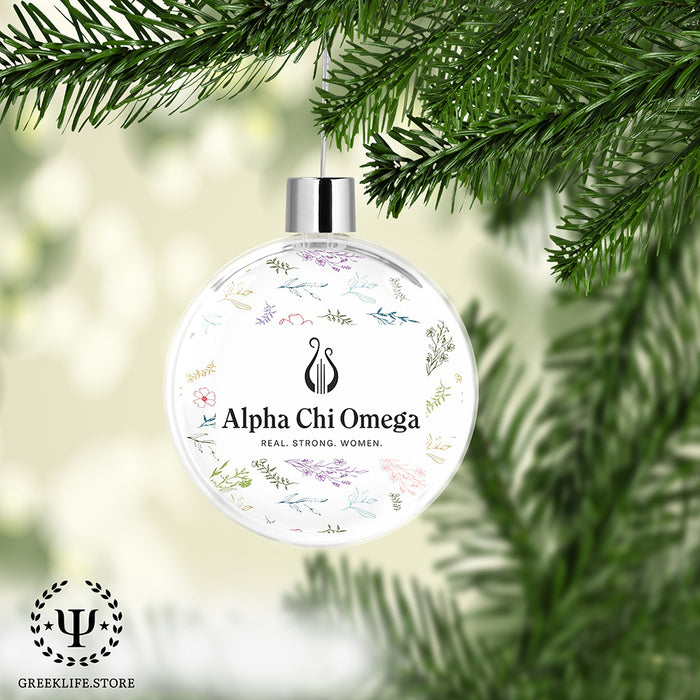 Alpha Chi Omega Christmas Ornament Flat Round