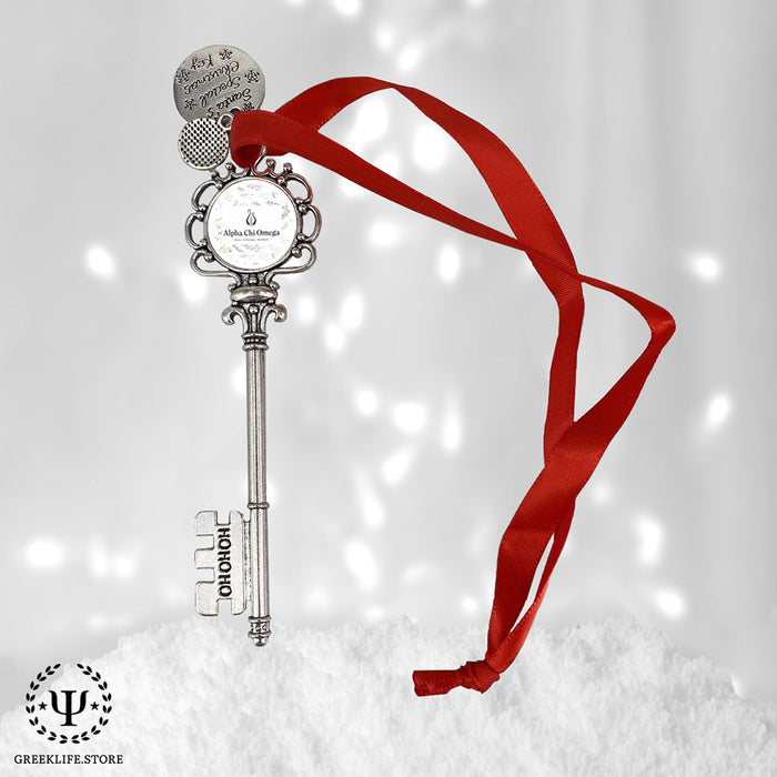 Alpha Chi Omega Christmas Ornament Santa Magic Key