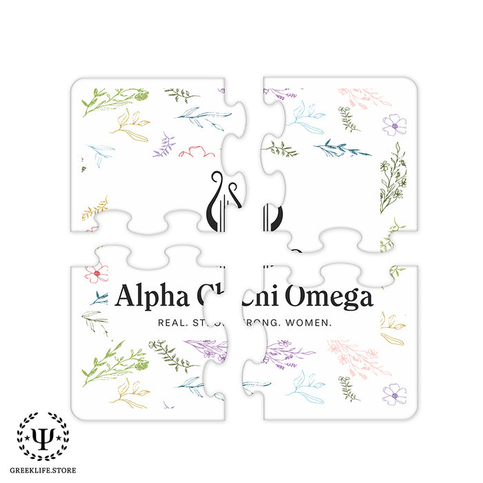 Alpha Chi Omega Beverage Jigsaw Puzzle Coasters Square (Set of 4)