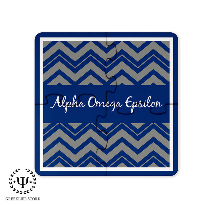 Alpha Omega Epsilon Beverage Jigsaw Puzzle Coasters Square (Set of 4)
