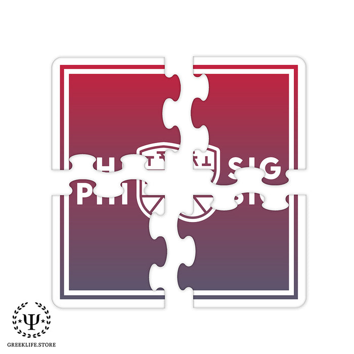 Phi Sigma Kappa Beverage Jigsaw Puzzle Coasters Square (Set of 4)