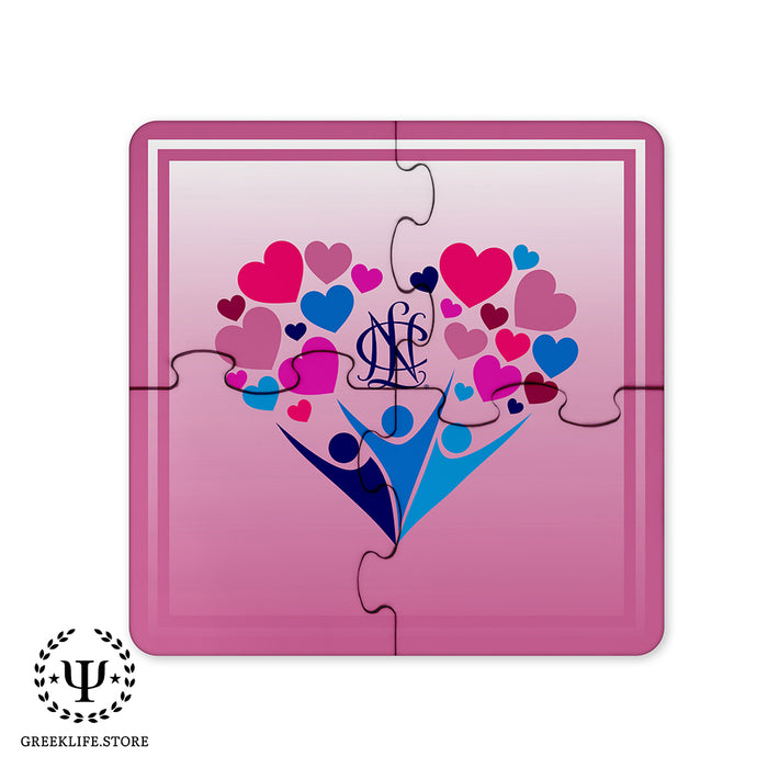 National Charity League Beverage Jigsaw Puzzle Coasters Square (Set of 4)