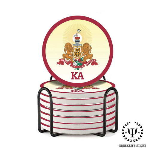 Kappa Alpha Order Absorbent Ceramic Coasters with Holder (Set of 8) - greeklife.store