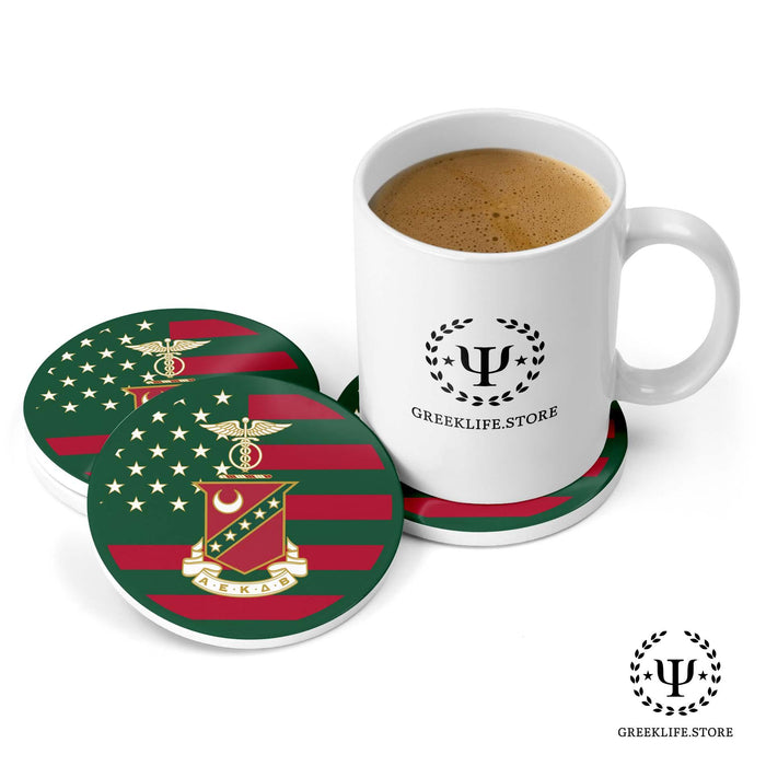 Kappa Sigma Absorbent Ceramic Coasters with Holder (Set of 8) - greeklife.store