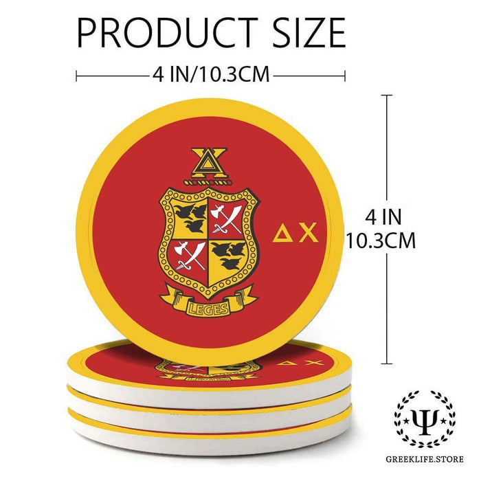 Delta Chi Absorbent Ceramic Coasters with Holder (Set of 8) - greeklife.store