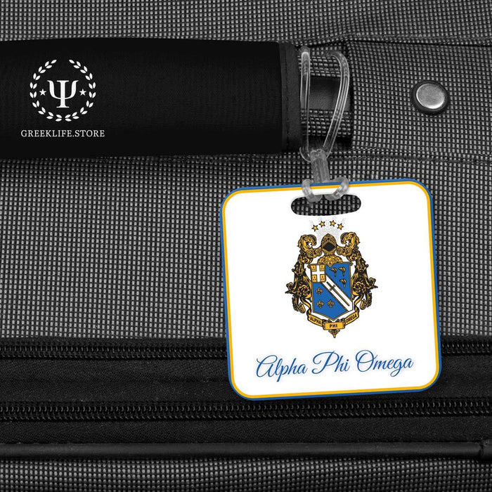 Alpha Phi Omega Luggage Bag Tag (square) - greeklife.store