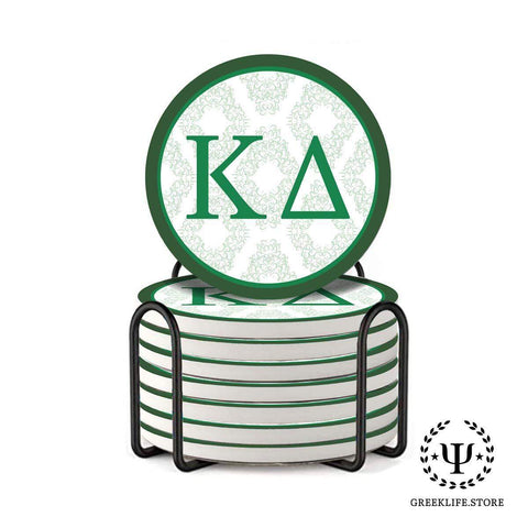 Kappa Delta Absorbent Ceramic Coasters with Holder (Set of 8)