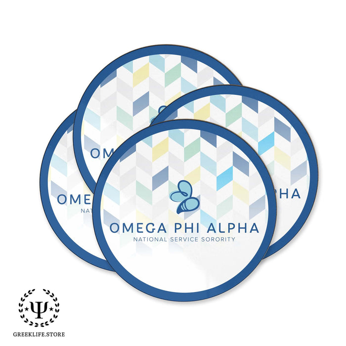 Omega Phi Alpha Beverage coaster round (Set of 4) - greeklife.store
