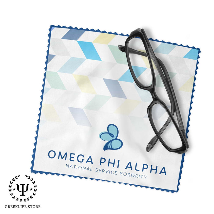 Omega Phi Alpha Eyeglass Cleaner & Microfiber Cleaning Cloth - greeklife.store