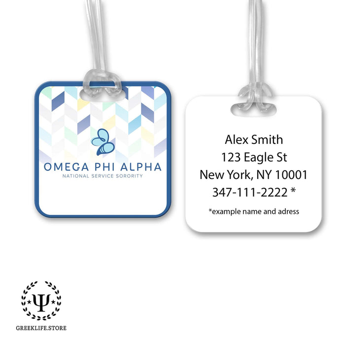 Omega Phi Alpha Luggage Bag Tag (square) - greeklife.store