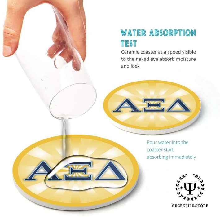 Alpha Xi Delta Absorbent Ceramic Coasters with Holder (Set of 8) - greeklife.store