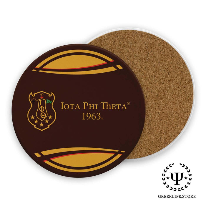 Iota Phi Theta Absorbent Ceramic Coasters with Holder (Set of 8) - greeklife.store