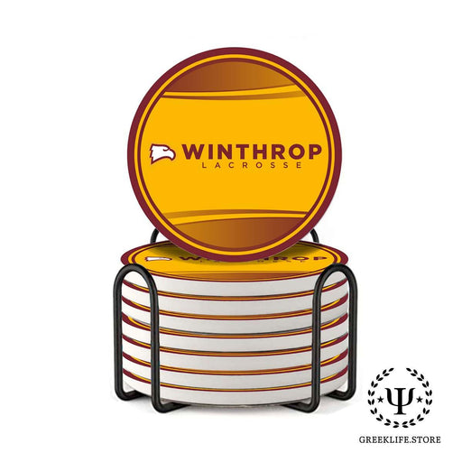 Winthrop University Absorbent Ceramic Coasters with Holder (Set of 8) - greeklife.store