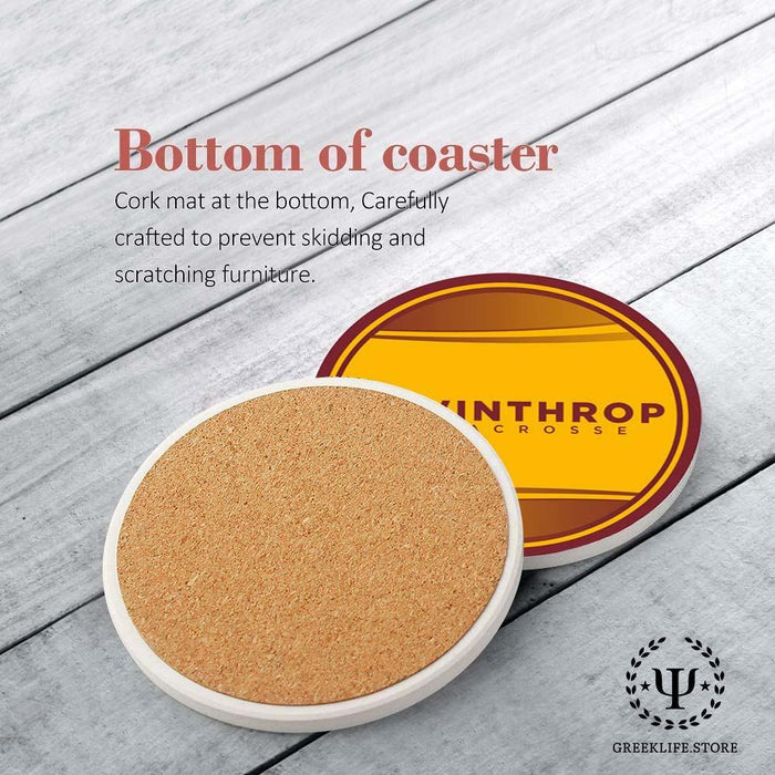 Winthrop University Absorbent Ceramic Coasters with Holder (Set of 8) - greeklife.store
