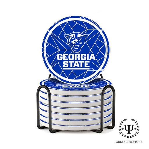 Georgia State University Absorbent Ceramic Coasters with Holder (Set of 8) - greeklife.store
