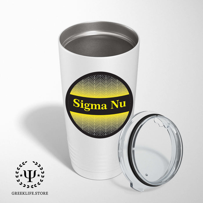 Sigma Nu Stainless Steel Tumbler - 20oz - Ringed Base - greeklife.store