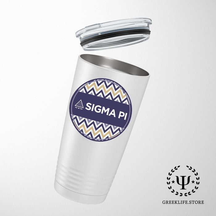 Sigma Pi Stainless Steel Tumbler - 20oz - Ringed Base - greeklife.store