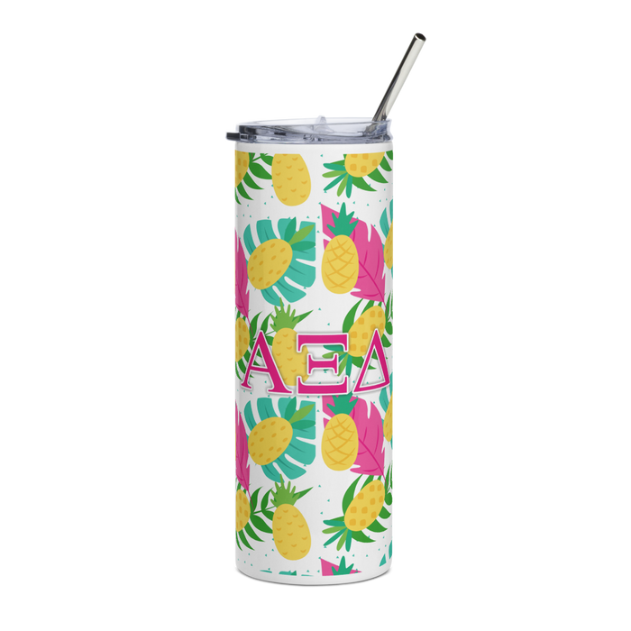 Alpha Xi Delta Stainless Steel Skinny Tumbler 20 OZ Overall Print